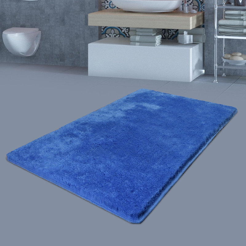 Non-Slip Acrylic Bathmat, Blue, 31.5 x 55.1 Inches | 100% Acrylic, 0.8-1.2 Inches Pile Height | Antibacterial & Machine Washable at 86°F | Soft, Durable, Perfect for Bathroom Safety & Comfort
