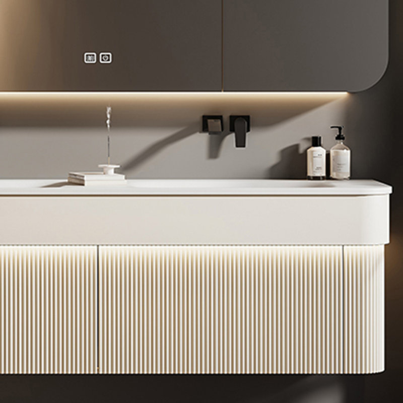 Light luxury simple exquisite bathroom cabinet, 19.69" H x 51.18" W x 21.65" D, Off White