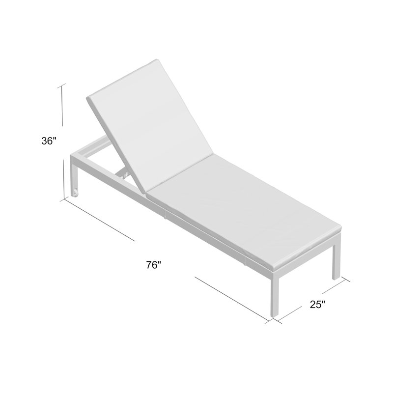 Shore Outdoor Patio Aluminum Cushioned Chaise Sun Loungers, Mocha, Silver