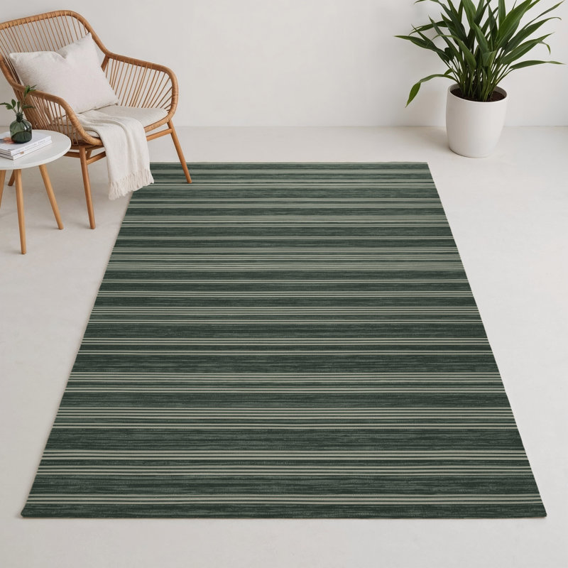 Tapis intérieur / extérieur gris HorizontalStripes, Rectangle 9 pi x 12 pi
