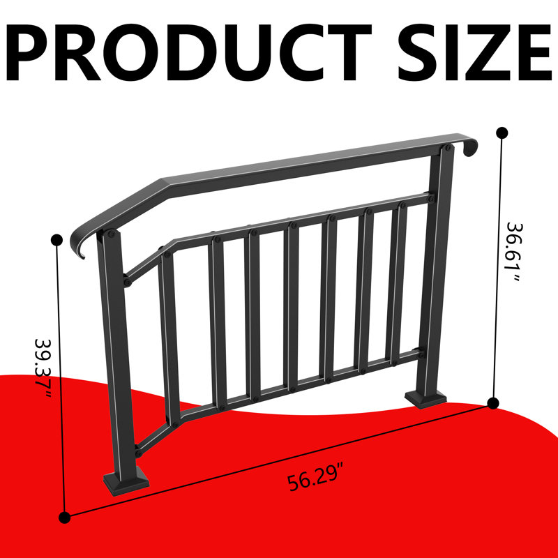 Rails d'escalier extérieurs pour l'extérieur: paquet de 2 systèmes en acier galvanisé à 4 marches en ovale noir avec balustres protecteurs, excellent pour la véranda, la terrasse ou les escaliers intérieurs, comprend un ensemble d'installation complet
