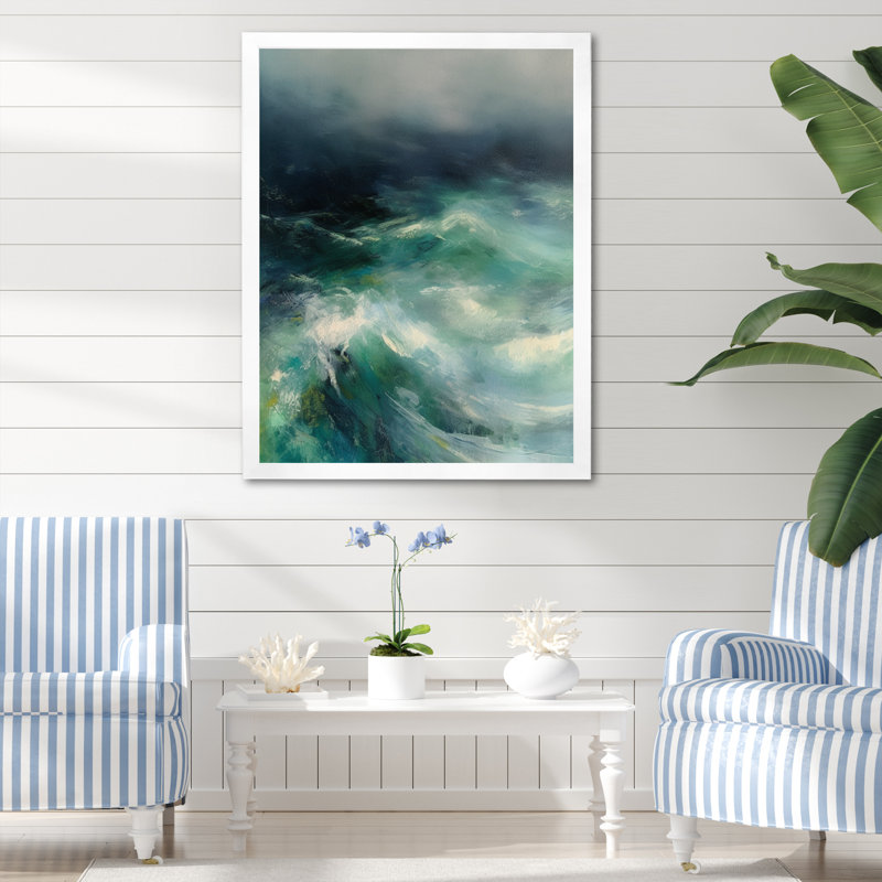 Waves of Bliss II - reproduction sur toile, H 20 po x l 12 po x P 1 po, Cadre simple blanc