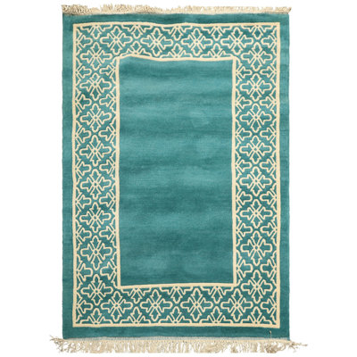Tapis transitionnel indo tibétain en laine noué à la main 4 x 6
