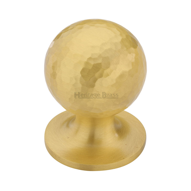 Heritage Brass Heritage Cabinet Knob Ball Hammered Design, Satin Brass