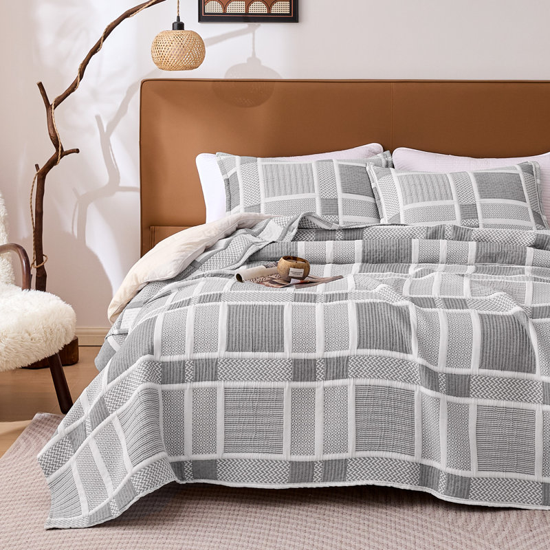 Courtepointe Sleep Zone Floral, Courtepointe pour lit simple / simple TG + 1 taie, Treillis noir