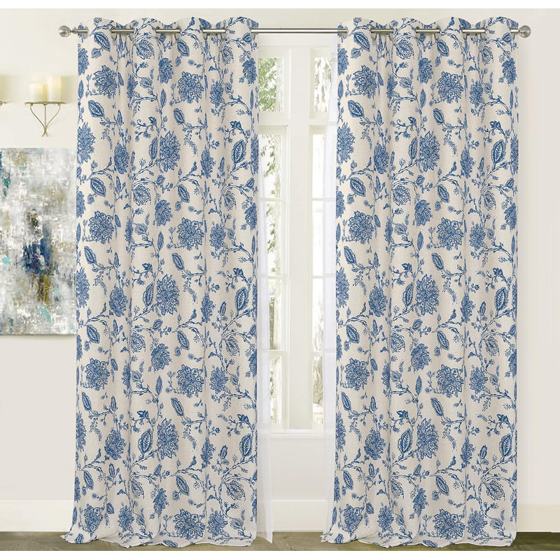 Zawacki Linen Blend Blackout Sliding Panel Pair, Blue Beige/7 Back Tabs, 52" W x 84" L