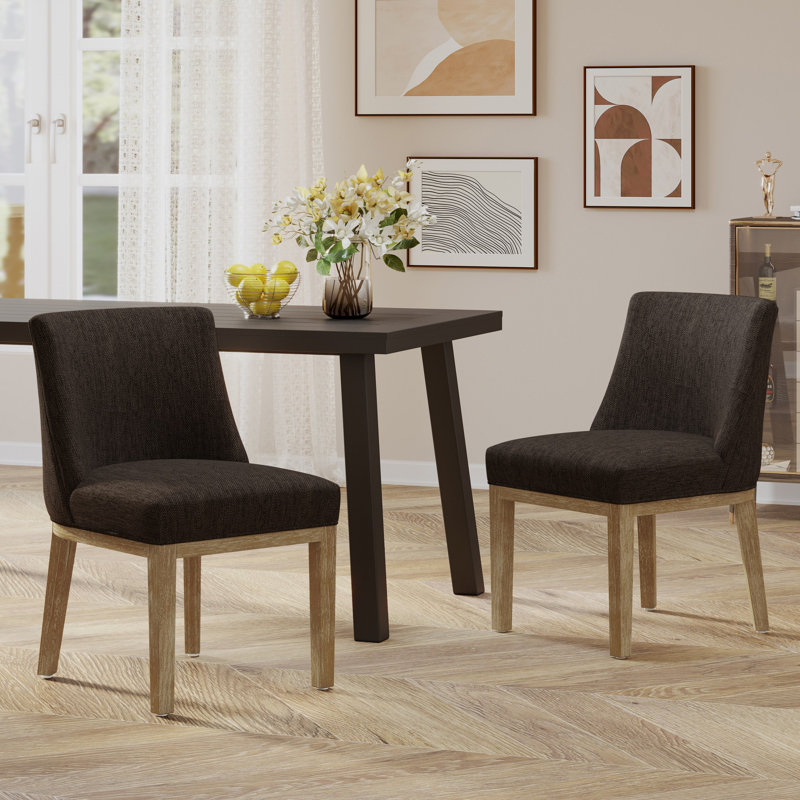 Ensemble de 2 chaises de salle à manger revêtues de tissu Oneida, Brun
