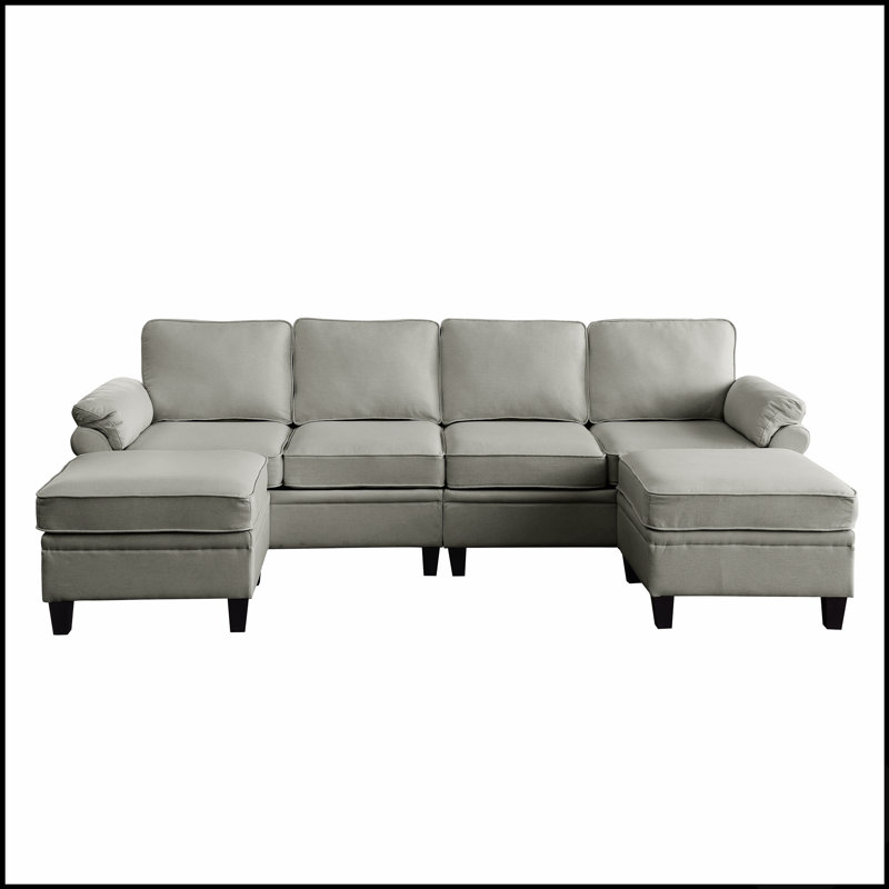 Canapé d'angle modulaire Cloud en lin de 259 cm (102 pouces) avec rangement sous le canapé, idéal pour un salon personnalisable.