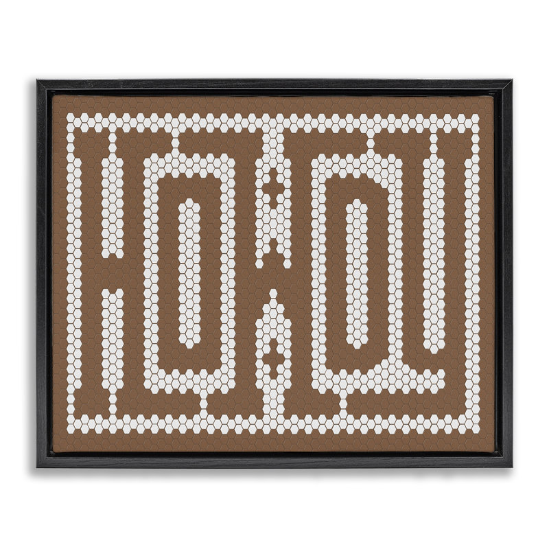 «Mosaic Style Howdy», art mural encadré sur toile flottante, H 25 po x l 31 po, Cadre flottant noir de jais