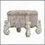 Tabouret de coiffeuse ivoire et blanc os avec garniture cloutée
