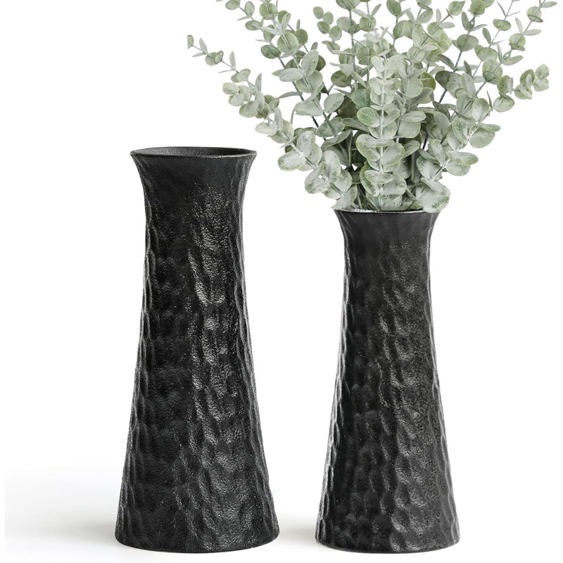 Parmele Ceramic / Porcelain Table Vase Modern White Ceramic Flower Vases Set, Black