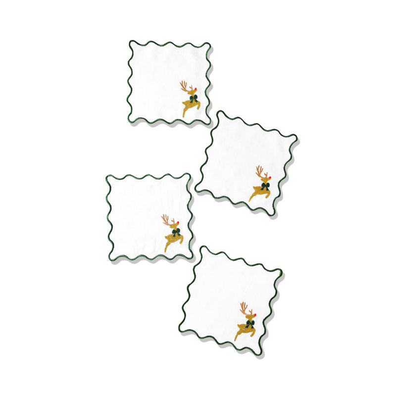 Ensemble de 4 serviettes de table brodées pruneaux