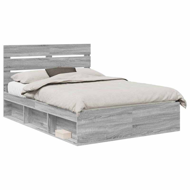 Solid Wood Bed, Kingsize (5'), Grey Sonoma