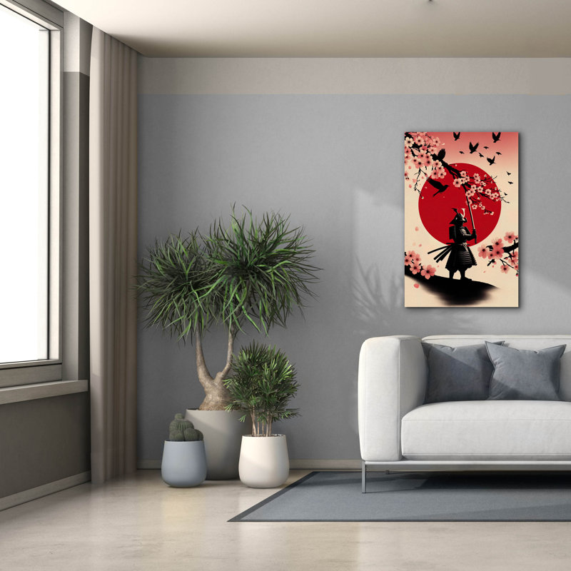 «Samurai Raising Sun» par Rey Klimt, art mural sur toile, H 40 po x l 26 po x P 1,5 po