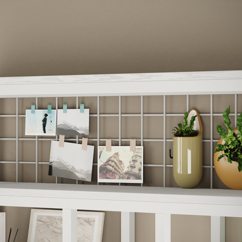 Abrielle Geometric Bookcase, Industrial White