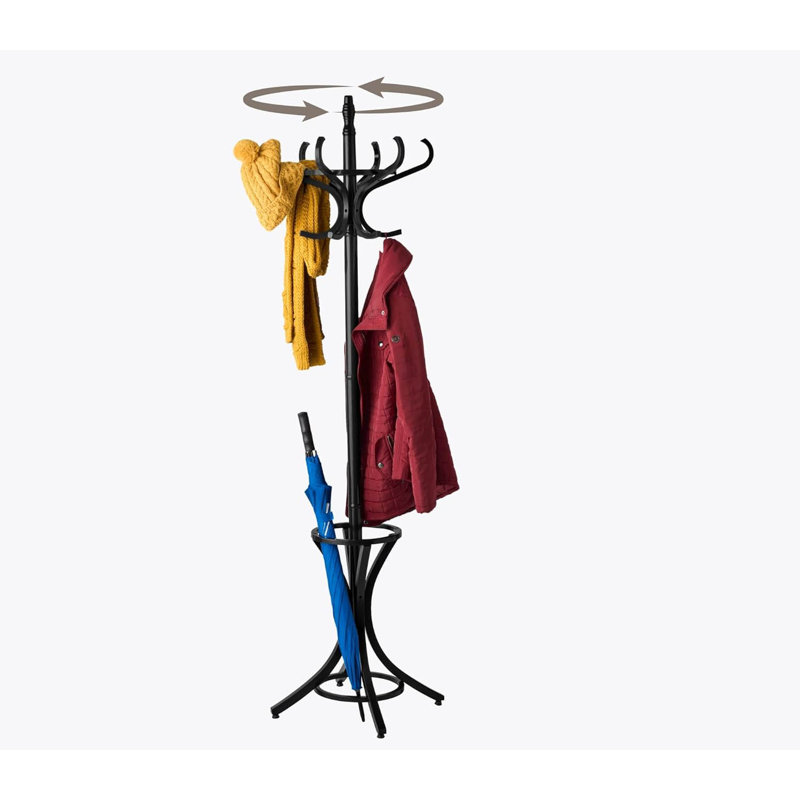 Freestanding 12 - Hook Coat Rack, Black