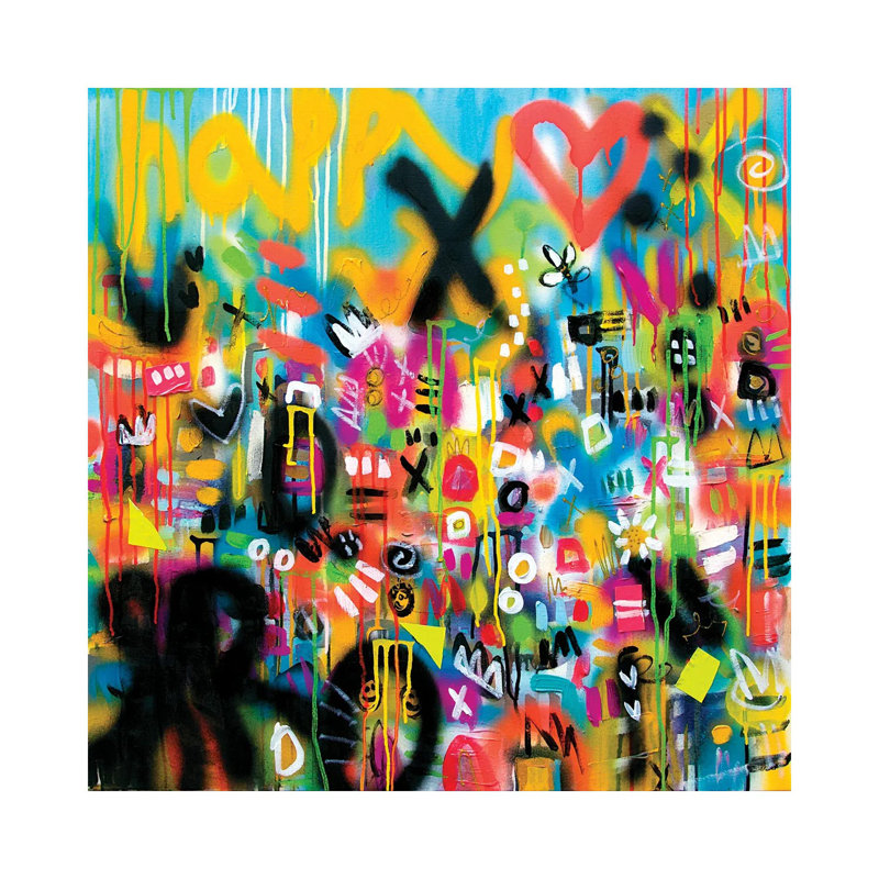 «Happy Heart», reproduction d'art murale encadrée, Toile tendue, Ne s’applique pas, H 12 po x l 12 po