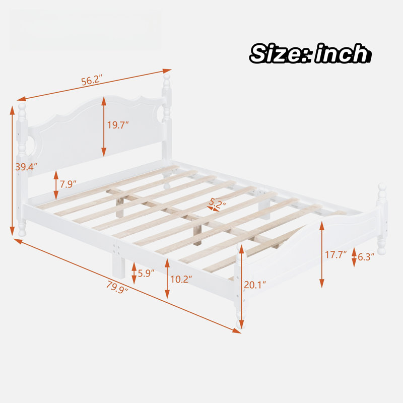 Lit plateforme Desirree, Blanc, Double