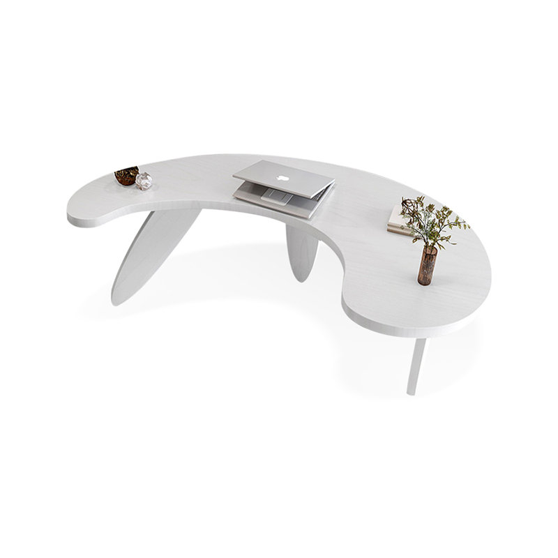 White Free Form Solid Wood desk, 29.53" H x 70.87" W x 35.43" D, White