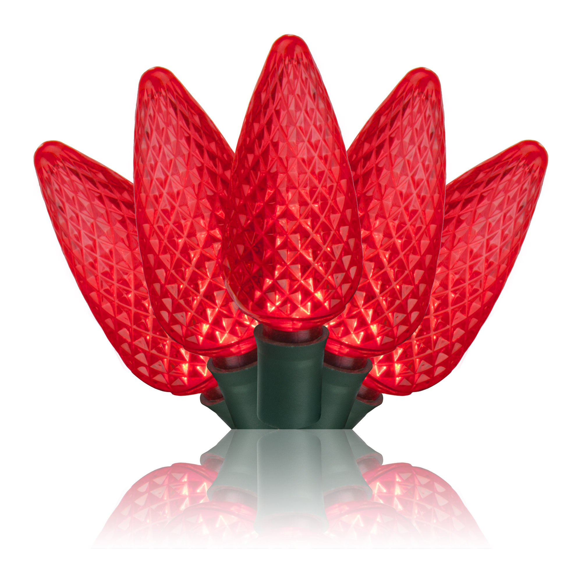 C9 LED Christmas String Light, Red, 17' L, 25