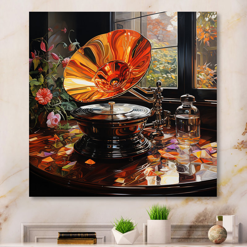 Gold Phonographs Melodic Reflections II - Music Metal Wall Decor, H 16 po x l 16 po x P 1 po