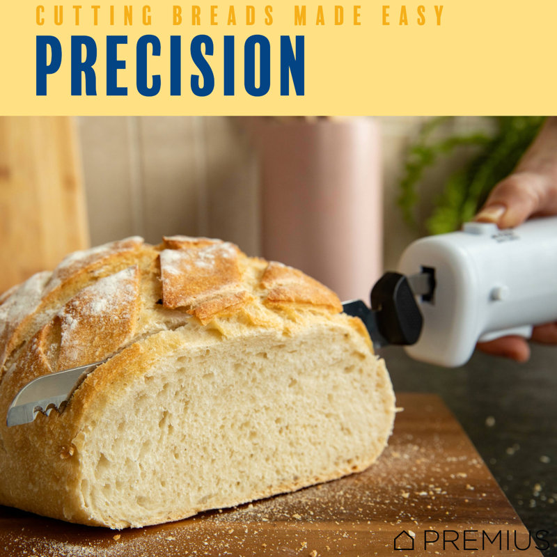 Premius PREMIUS Professional Rechargeable Cordless Electric Knife, 1 Serrated Blade, White