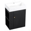 Meuble-lavabo de 20 po avec lavabo en céramique, poignée de porte à motif de losanges et tablettes de rangement latérales - petit cabinet moderne avec barre à serviettes, fabrication en panneau de fibres à densité moyenne, assemblage requis-126278571