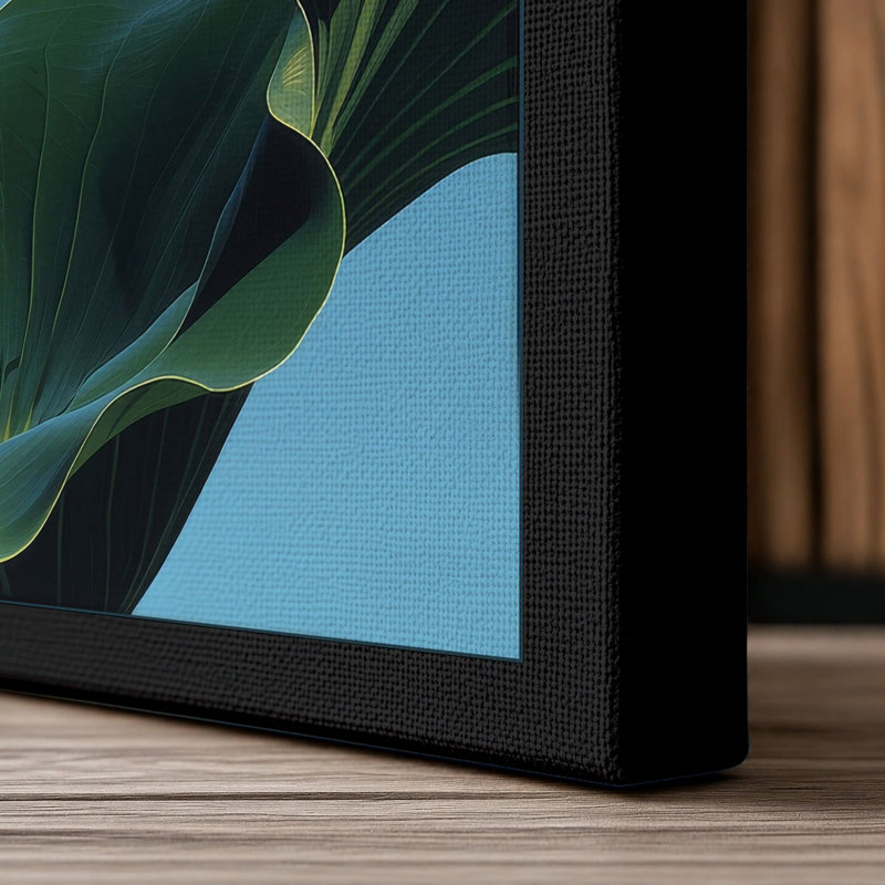 Lotus in Bloom Botanical - Wrapped Canvas, 24x16 - 61.0 x 40.6 cm, Black Border