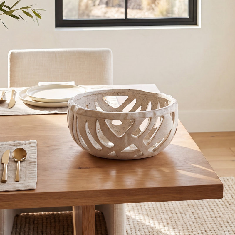 Speckled Stoneware Bread Basket with Reactive Glaze