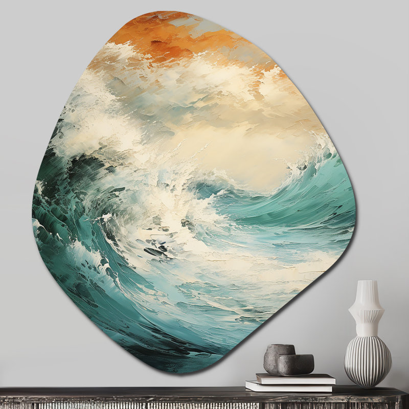 Prine - art mural asymétrique en métal de forme nébuleuse côtière, H 28 po x l 25 po