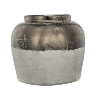 13x13x11" Round Sienna Brown Ceramic Accent Vase (Set of 3)