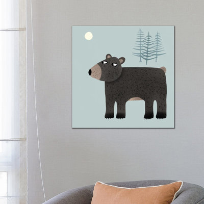 The Bear, The Trees & The Moon 1 Piece Wrapped Canvas Wall Art