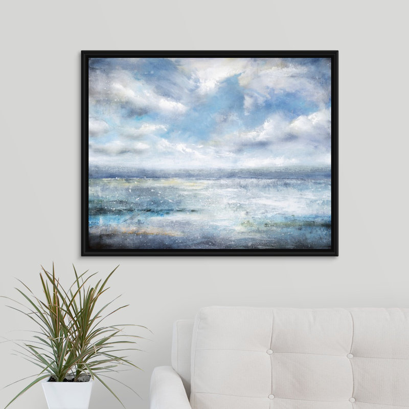 « inversive escape », peinture sur toile, H 25,7 po x l 31,7 po x P 1,75 po, Cadre flottant noir