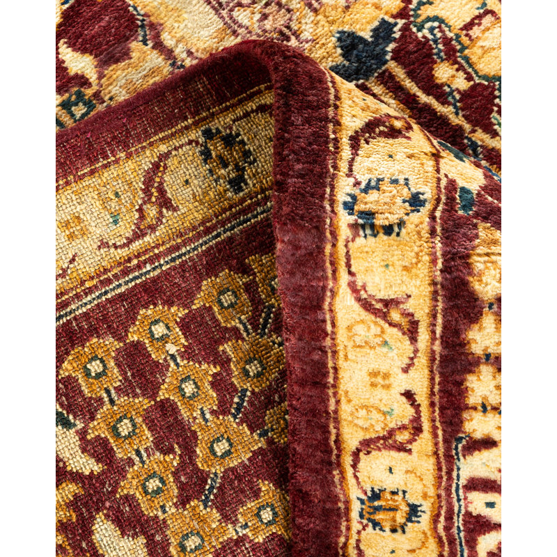 Handmade Red Wool Rectangular Area Rug, 6'1" x 8'7"
