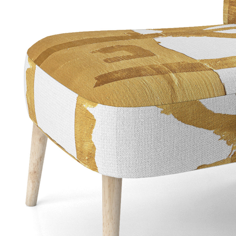Crossing Paths I - Chaise d'appoint rembourrée moderne, Gold/White Velvet