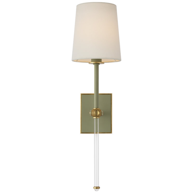 Julie Neill Lucia 21" Cordless Sconce with Linen Shade, Celadon/Crystal