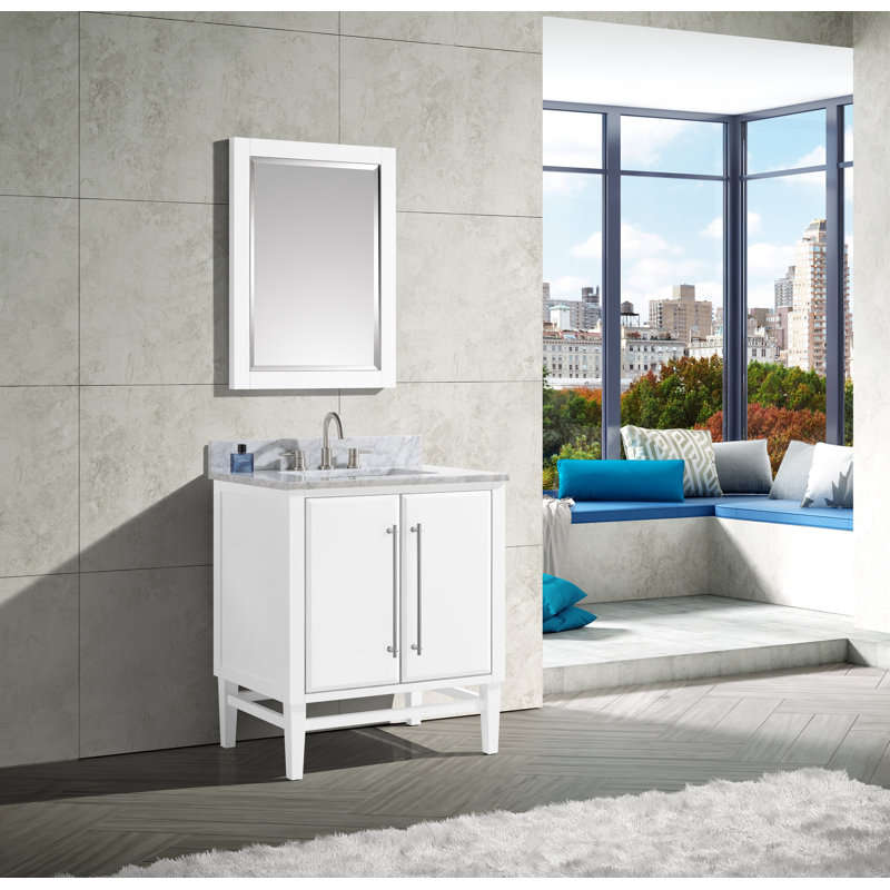 Miroir de salle de bain Donahue, Blanc/argenté, H 32 po x l 24 po
