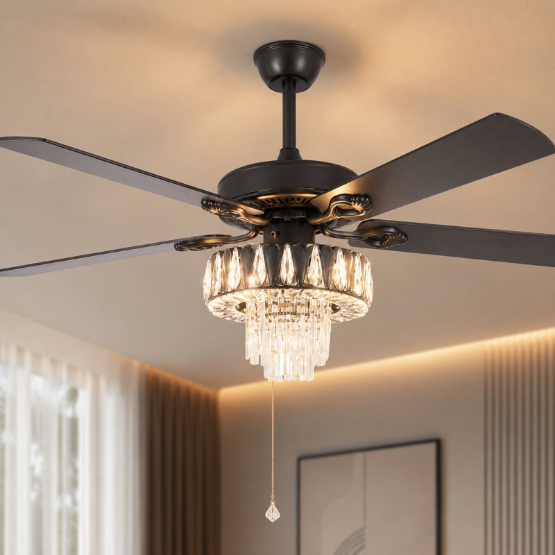 Ventilateur de plafond en cristal 52 po avec télécommande