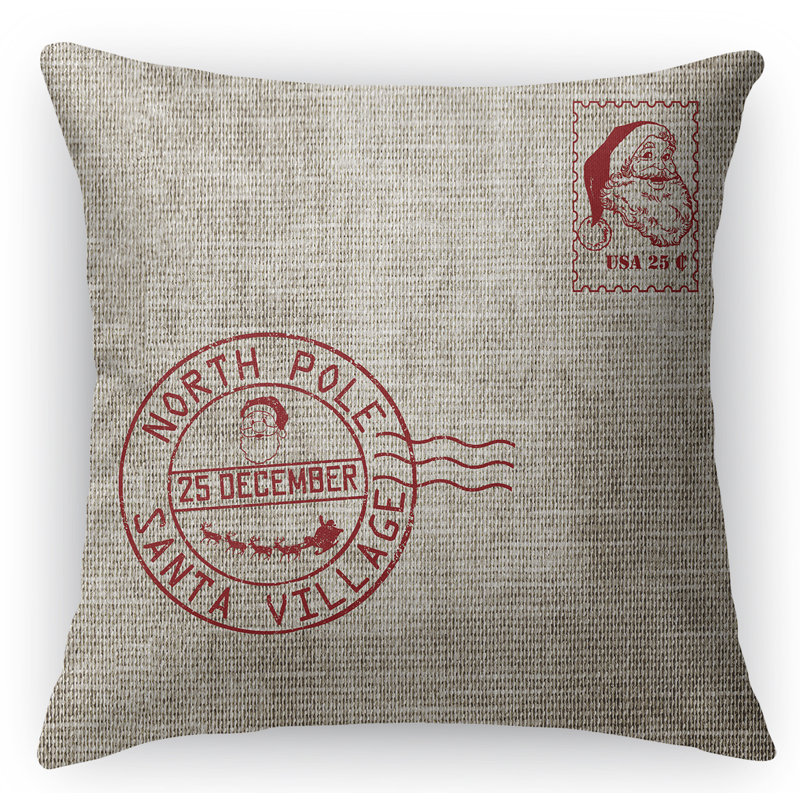 Coussin décoratif intérieur / extérieur Santa's Stamp, 18" x 18", Carré