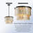 Jenya Matte Black Coastal Natural Capiz Round Flush Mount 5-Light Modern Ceiling Light Fixture
