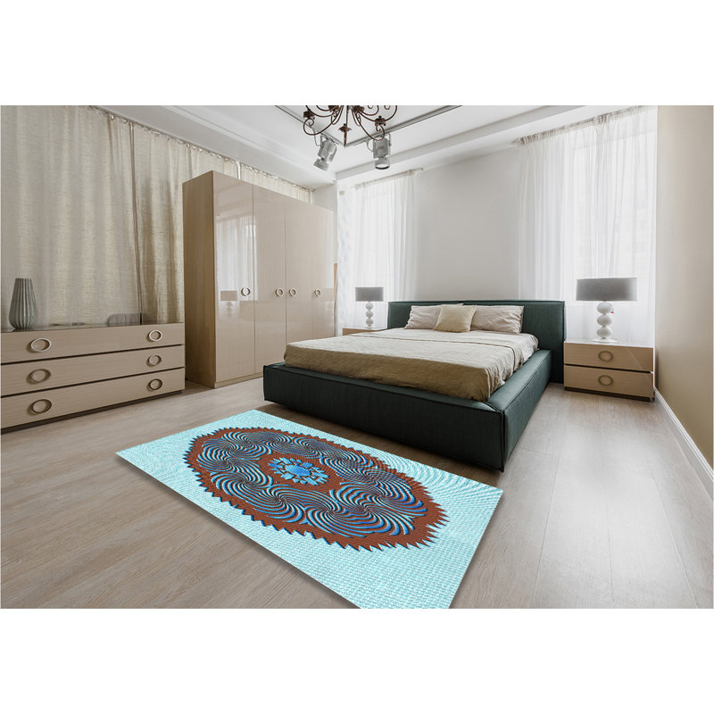 Tapis 100% à motifs lavables à la machine 2989PAT3716LBLU, Rectangle 4 pi x 6 pi