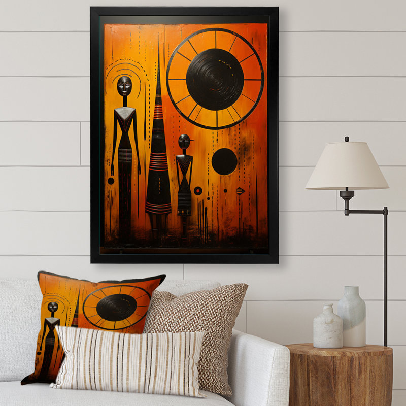 «Syndie African Tribes Sacred Patterns III», reproduction sur toile, Cadre photo noir simple, H 32 po x l 24 po x P 1 po