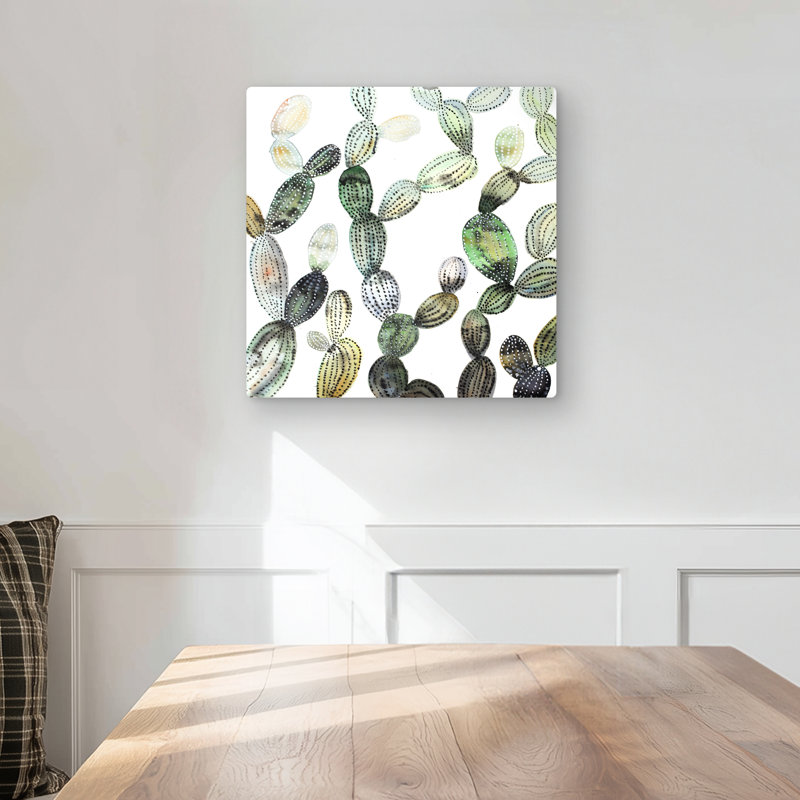Pattern Opuntia Cactus - Bedroom Green Metal Print Decor