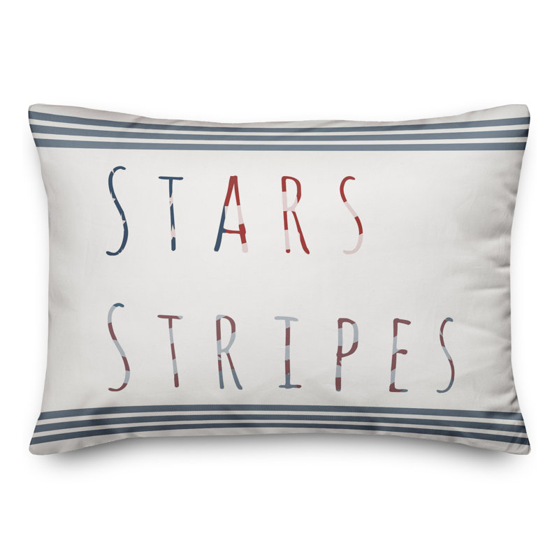 Stars and Stripes Typography Rectangular Pillow Cover and Insert