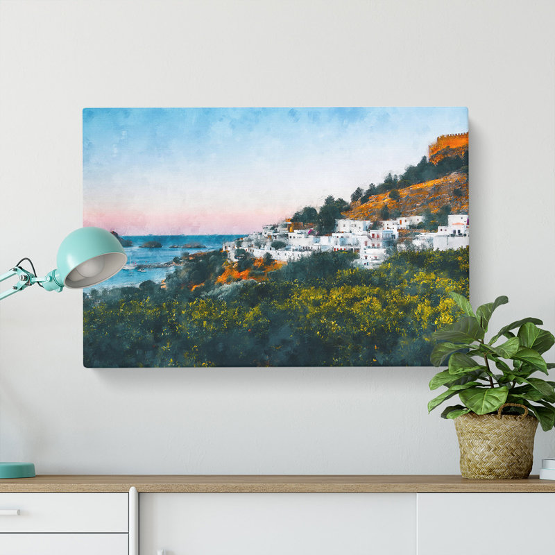 The Island Of Rhodes In Greece - Wrapped Canvas Painting, 60cm H x 91cm W x 3cm D