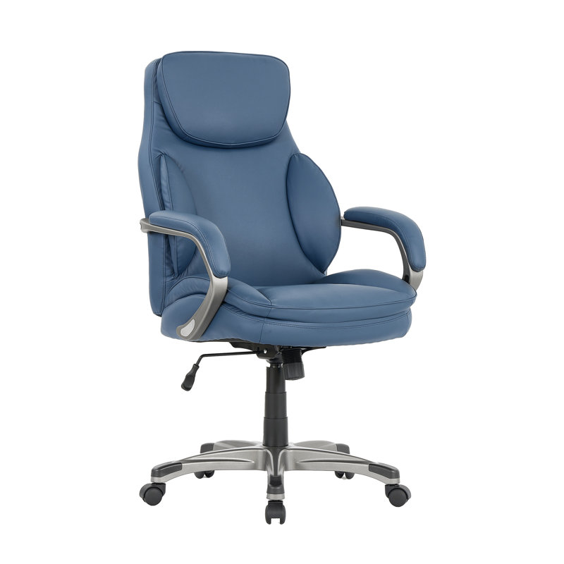Chaise de bureau en similicuir Sealy® Palisade avec siège en mousse à mémoire de forme et hauteur réglable, Bleu
