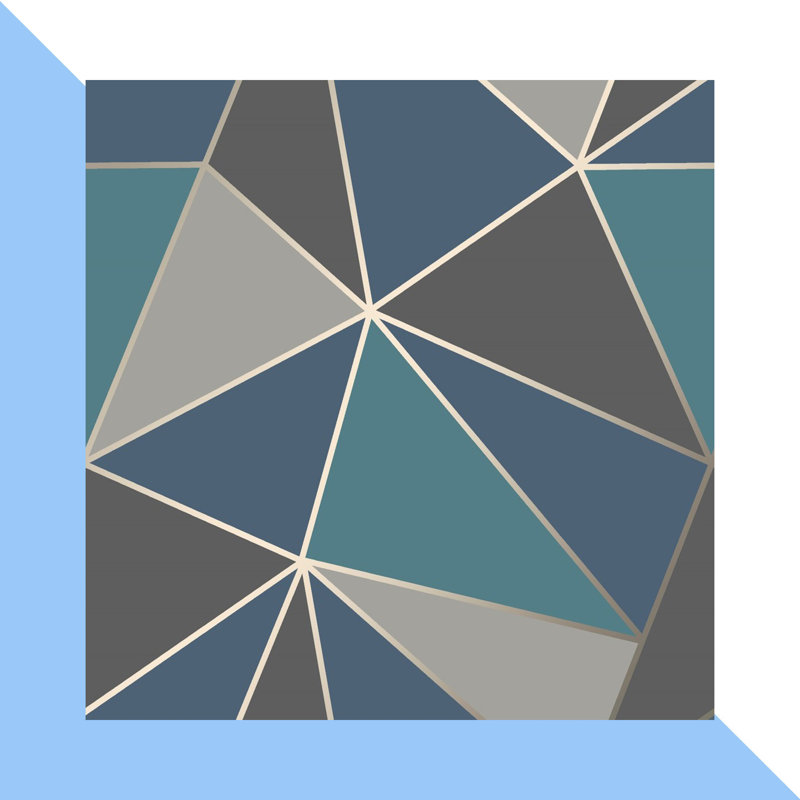 Addisyn 10m x 53cm Semi-Gloss Wallpaper Roll, Aqua/Navy