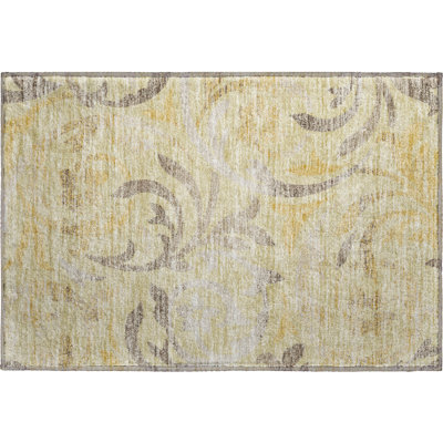 Premium Machine Washable Prisco Gold Rug