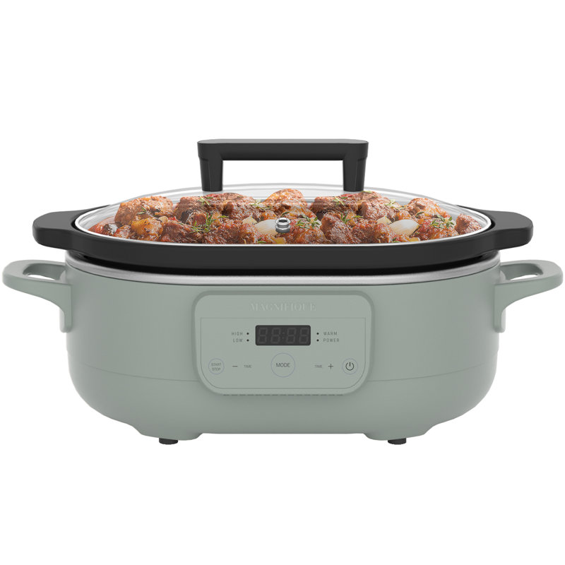 6 Quart Programmable Slow Cooker with Removable Ceramic Pot, Green
