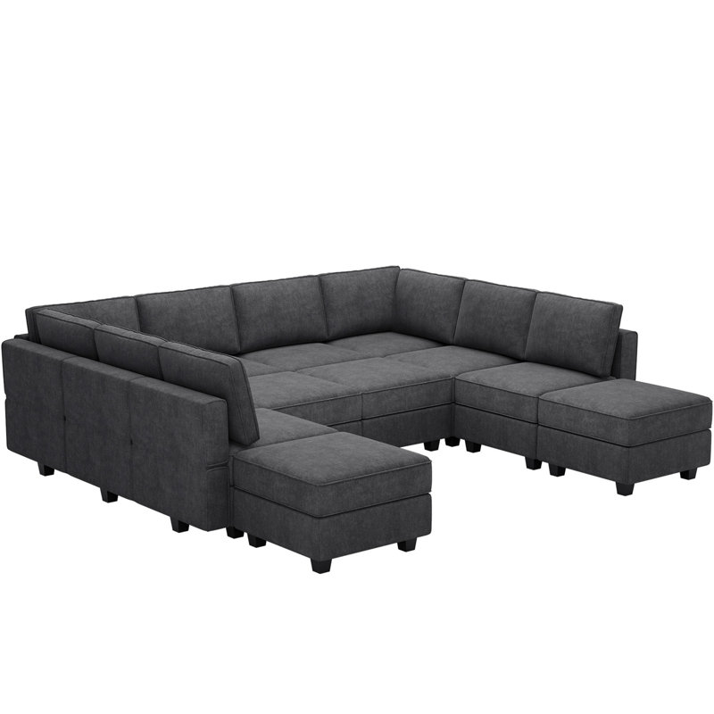 Canapé-lit modulaire Neemi, Mélange de polyester gris foncé